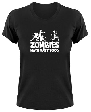 Styletex23 T-Shirt Damen Zombies Hate Fast Food Fun, Marathon Triathlon