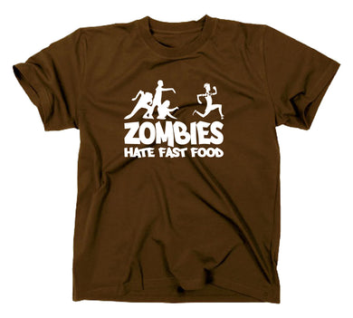 Styletex23 T-Shirt Herren Zombies Hate Fast Food Fun, Braun, XXL
